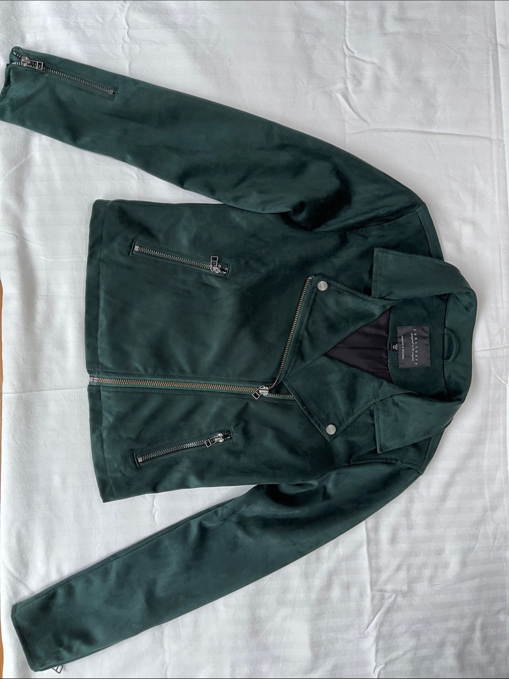 Sanctuary Dark Green Suede Moto Jacket